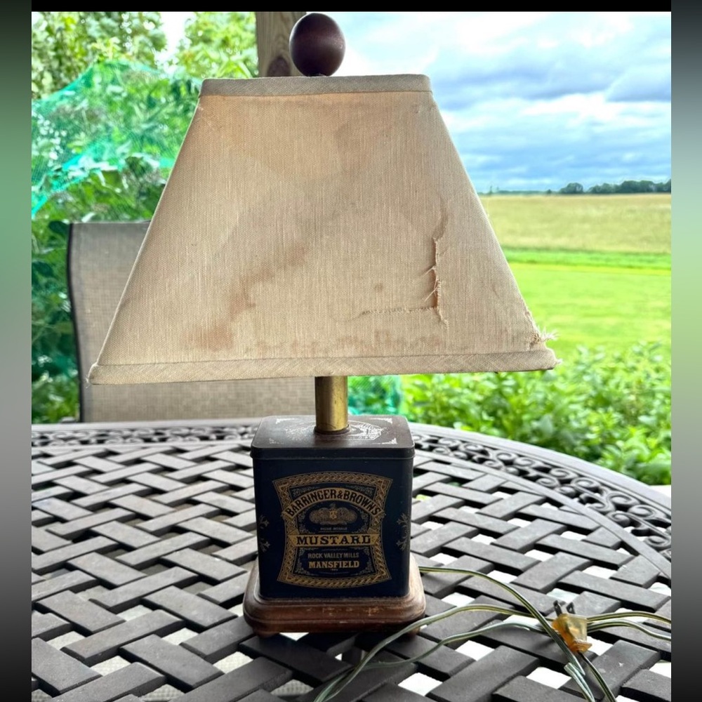 Vintage Barringer & Browns Mustard Tin Table Lamp